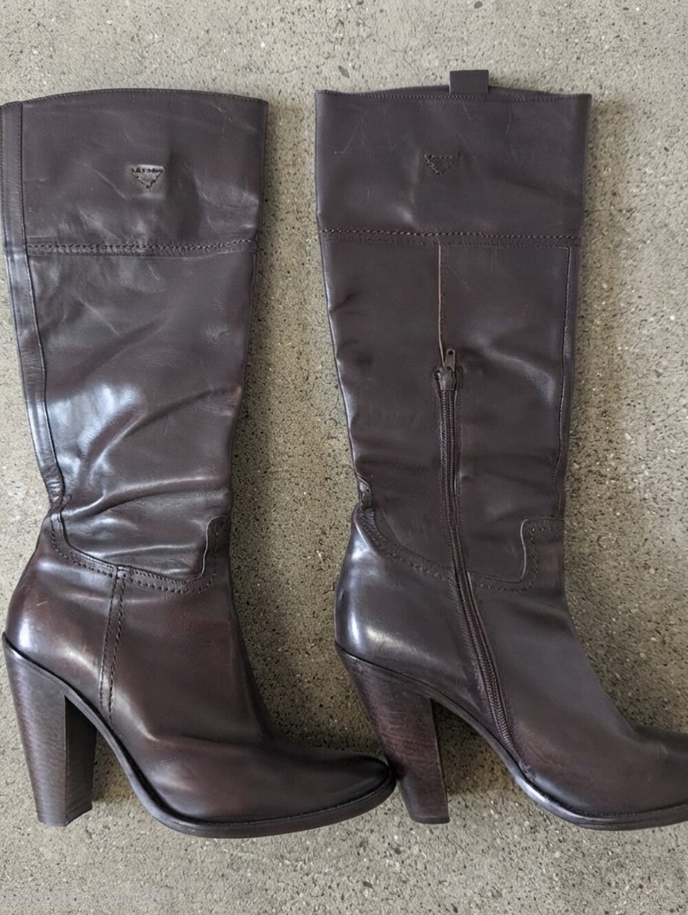 Vintage Tall Brown Leather Knee-High Riding Boots